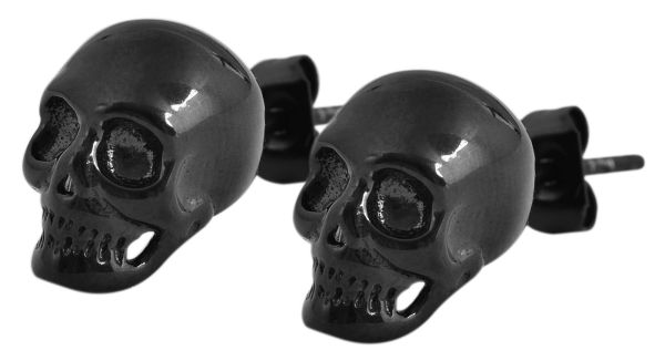 Raptor Edelstahl Ohrstecker Totenkopf Skull schwarz RA50098-001 NEU
