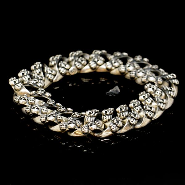 Armband Panzerarmband "SKULLS" 925er Silber versteckte Schließe 18 x 220 mm NEU