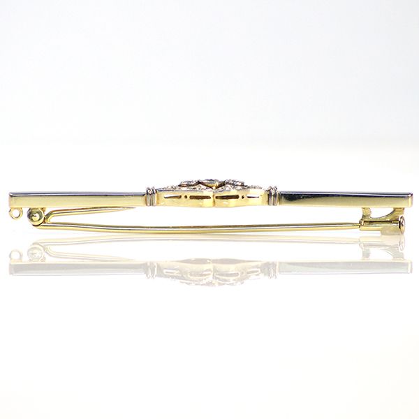 Antik Brosche 585er Gold mit Diamanten im Vollschliff und Rosen