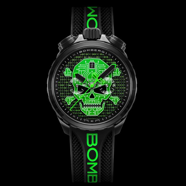 BOMBERG BOLT-68 HERITAGE CYBER SKULL GREEN PACK BS45CHPBA.072-1.12 Ltd. Edition NEU