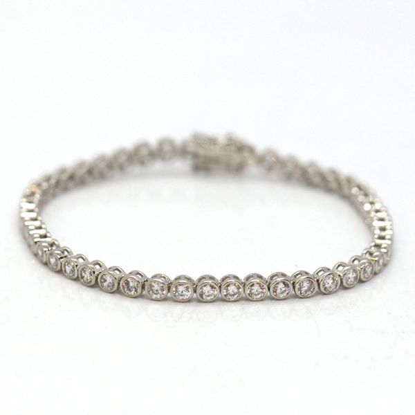 Tennis Armband 925er Silber rhodiniert funkelnd weiße Zirkonia 19 cm NEU