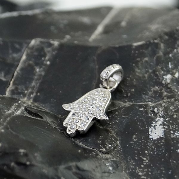 Anhänger "HAMSA" 925er Silber rhodiniert Kubic Zirkonia Fatima Hand NEU