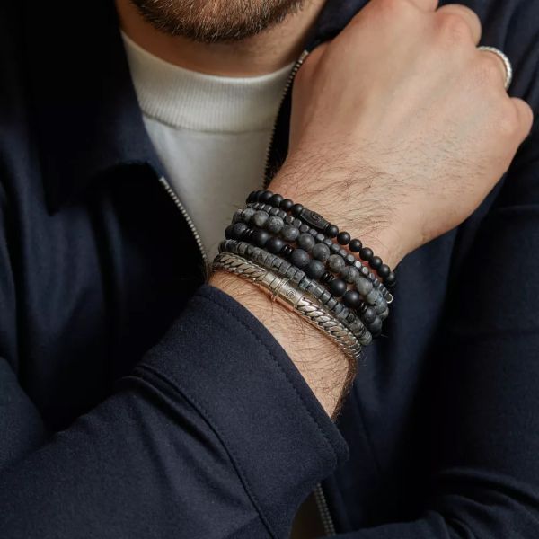 Rebel & Rose Armband "Matt Grey Seduction" 8 mm RR-80025-S-M 17,5 cm NEU