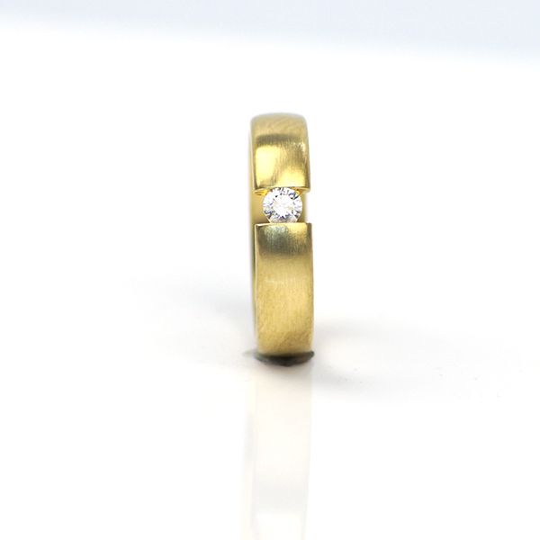 Solitär Spannring mit Brücke 750er Gelbgold Diamant im Brillantschliff 0,15Ct (501)
