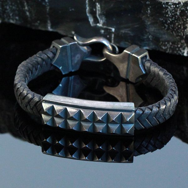 JJJ LA Leder Armband "SPIKES" kombiniert mit 925er Silber