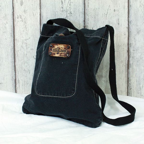JJJ LA Schultertasche "BLACKSKULL" Jeans kombiniert mit Leder