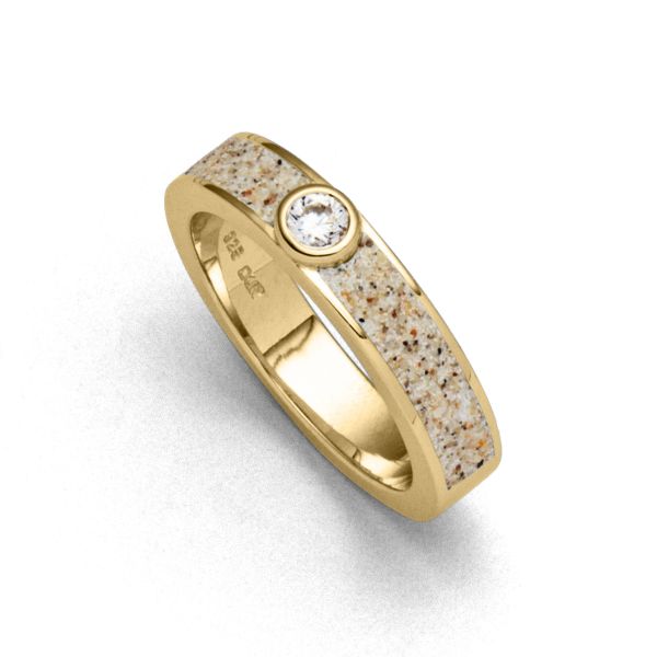 DUR Ring "Venus" 925er Silber vergoldet Strandsand GR 60 R5845 NEU