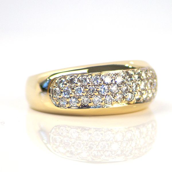 Gelbgold 585er Bandring mit Diamant Besatz im Brillantschliff GR 56 (61/17)