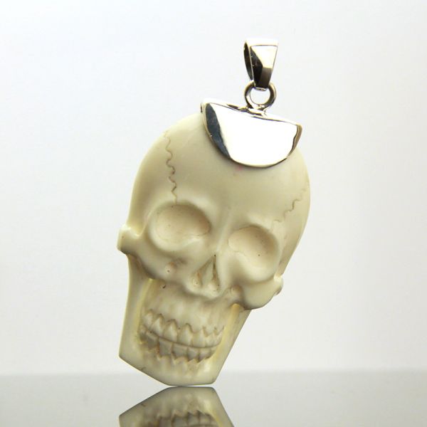 Ketten Anhänger "SKULL" aus echtem Knochen gefertigter Totenschädel NEU