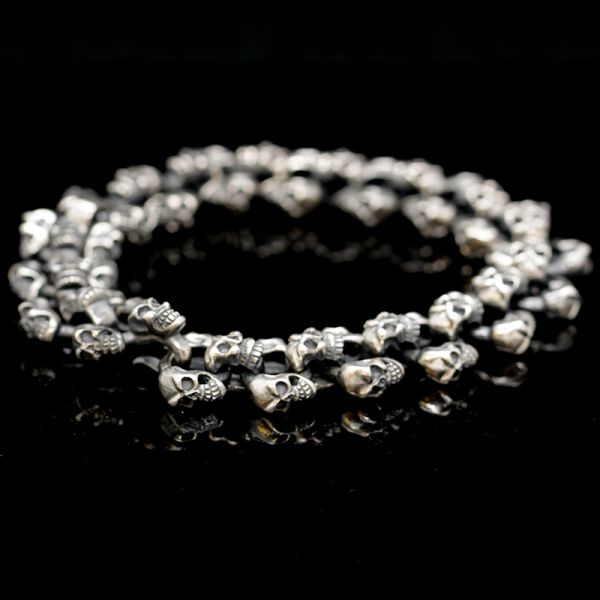 Armband Gliederarmband massiv "SKULLS" 925er Silber Harkenlverschluss 17 x 240 mm NEU