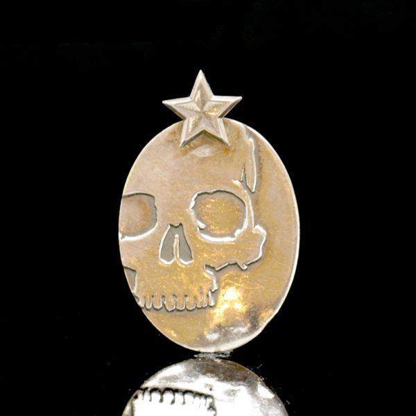 Anhänger Oval "SKULL" in 925er Silber 28 x 42 mm by Rude Riders NEU