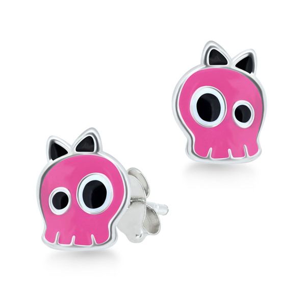 Kinder Ohrstecker "Skull" 925er Silber emalliert rhodiniert NEU