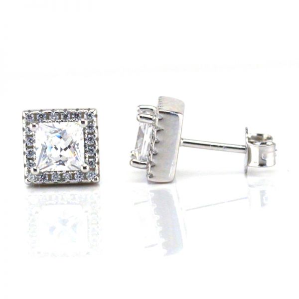 Ohstecker "Quada" 925er Silber rhodiniert funkelnde weiße Kubic Zirkonia