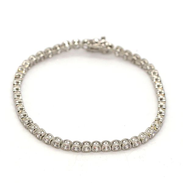Tennis Armband 925er Silber rhodiniert funkelnd weiße Zirkonia 19 cm NEU