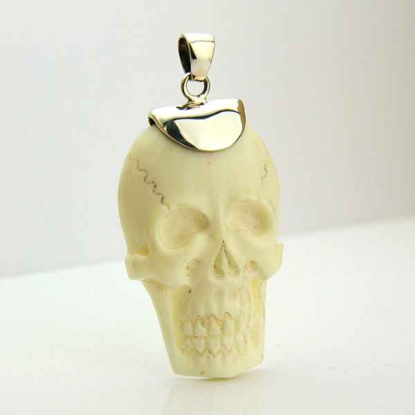 Ketten Anhänger "SKULL" aus echtem Knochen gefertigter Totenschädel NEU