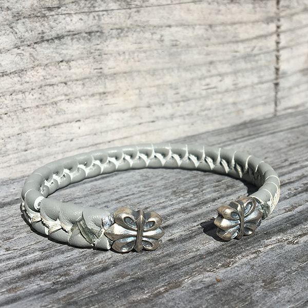 JJJ LA Leder Armspange "LILY" kombiniert mit 925er Silber 190 mm grau