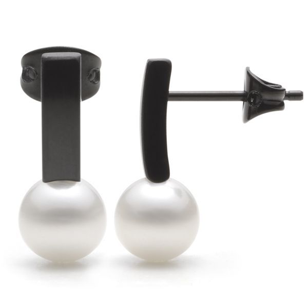 monomania Ohrstecker Perle "Pearl's Kiss" Edelstahl PVD schwarz NEU