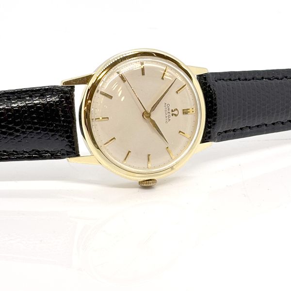 Omega Vintage 585er Gold Automatik am Lederband (28438)