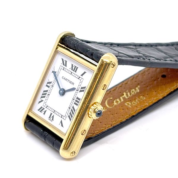 Cartier Luis Tank Armbanduhr 750er Gelbgold Quarz ca. 20 x 28 mm Box & Papiere (37405)