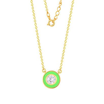 Collier "DOT" 925er Silber vergoldet Grün emaliert 41,5+5 cm Zirkonia ES90031091 NEU