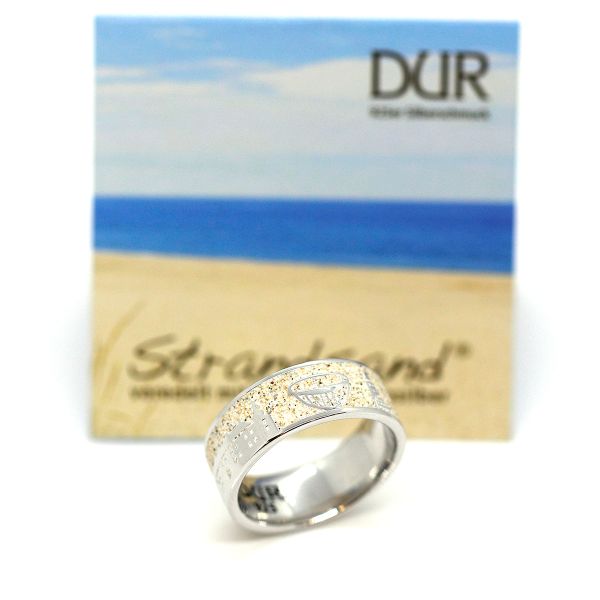 DUR Ring "Stadt Dorsten Ring Sand" 925er Silber rhodiniert Strandsand GR 68 R6091 NEU