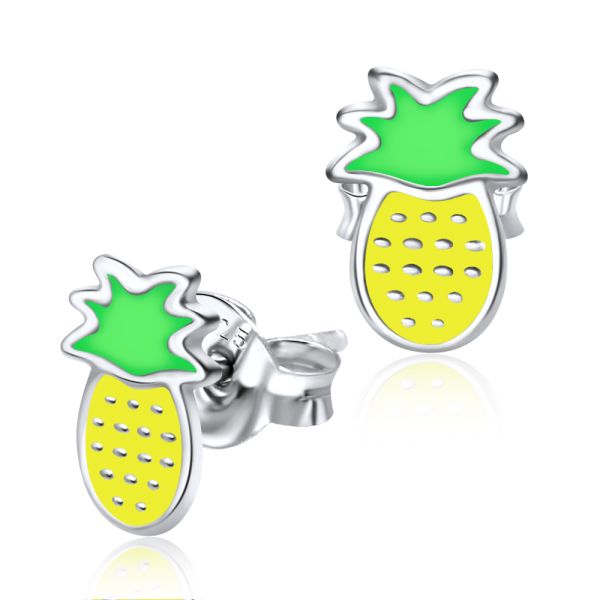 Kinder Ohrstecker "Ananas" 925er Silber emalliert rhodiniert ES90029676 NEU