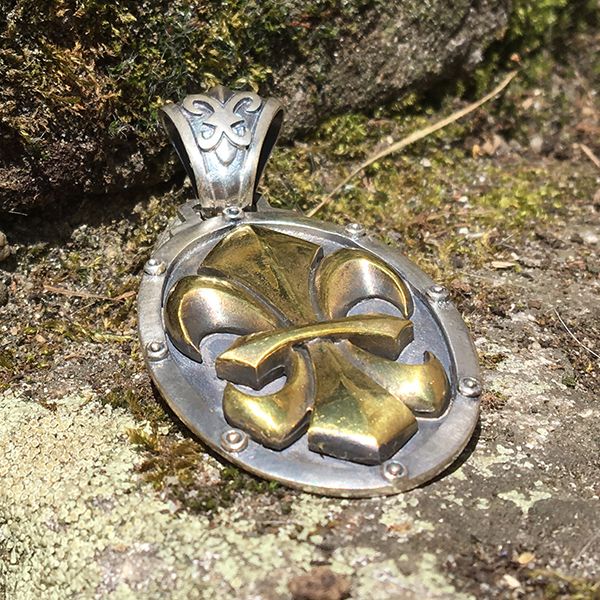 JJJ LA Anhänger "BIG LILY BRONCE GOLD" 925er Silber kombiniert mit Bronze