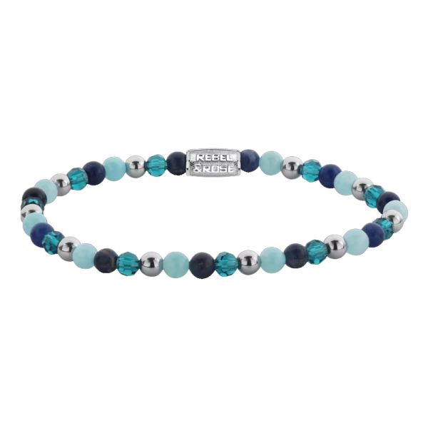 Rebel & Rose Armband "Blue Summer Glam Rocks" 4 mm / 16,5 cm RR-40063-S-S NEU