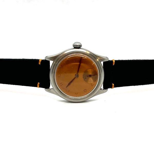 Omega Vintage Armbanduhr Handaufzug Edelstahl am Lederband Modele + Depose ca.1940 (26215)