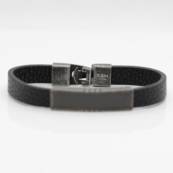 Armband Leder Edelstahl 21cm Knebelschließe schwarz ST9-00194B NEU