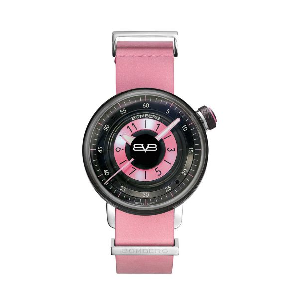 BOMBERG BB-01 LADY PINK Edelstahl PVD Black Lederband Ronda Kaliber NEU