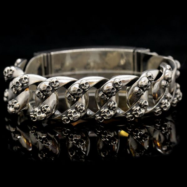 Armband Gliederarmband massiv "STARSKULL" 925er Silber Buckle 25 x 220 mm NEU
