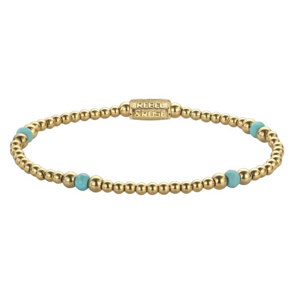Rebel & Rose Armband "Touch of Turquoise" 4 mm RR-40142-G-S 16,5 cm NEU
