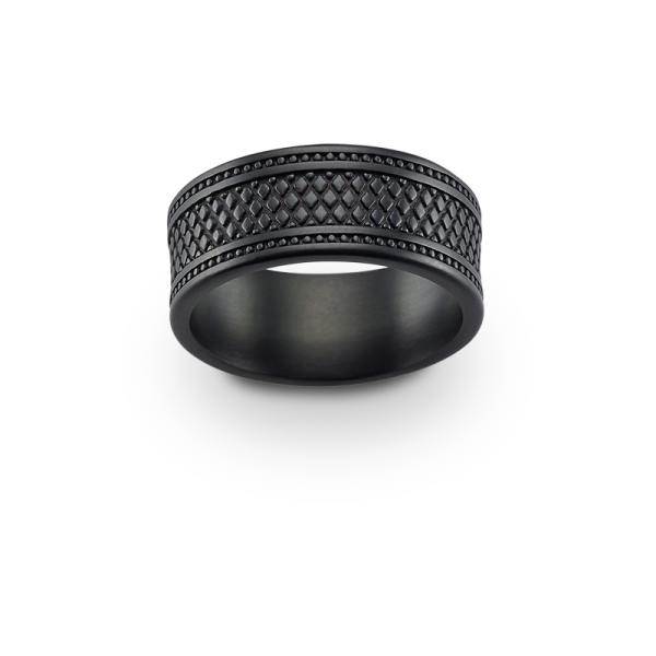 Herren Ring Edelstahl IP black GR 58 ST8-043 NEU