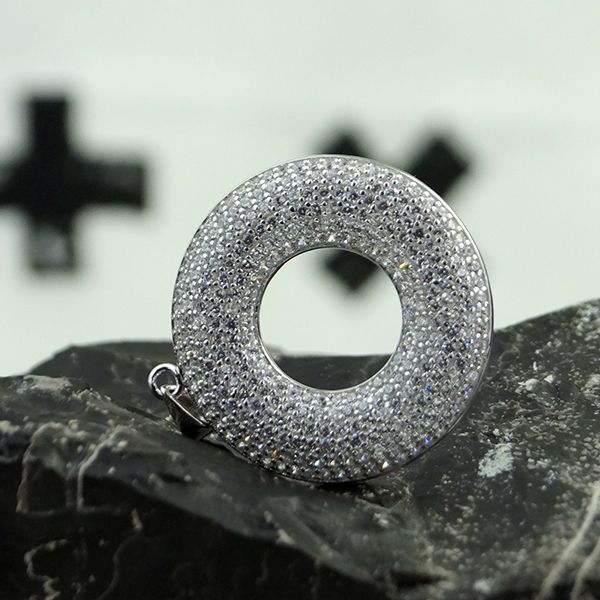 Anhänger "KREIS" Pavé gefasste Kubic Zirkonia 925 Sterling Silber