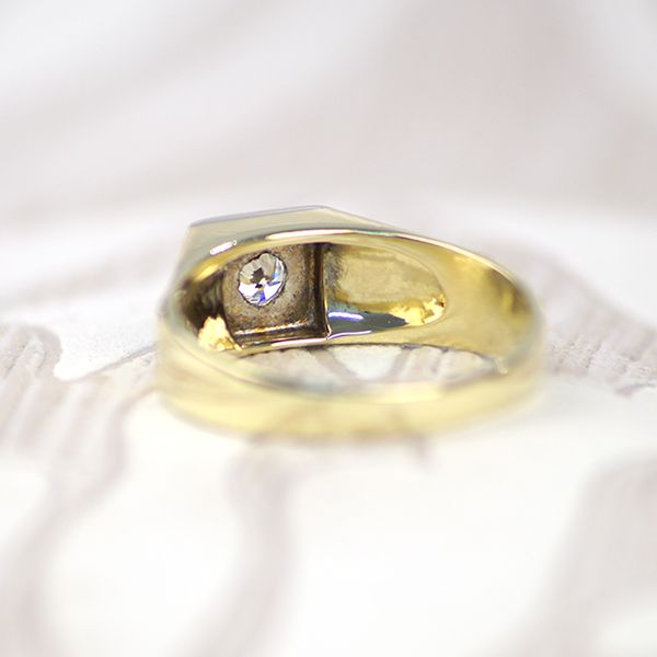 Gelbgold/ Weißgold 585er Herren Solitärring mit 0,25Ct Diamant im Brillantschliff