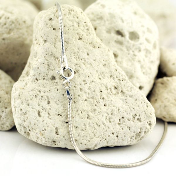 Halskette Schlangenkette 925er Sterling Silber rhodiniert 45 cm / 1,4 mm Breit