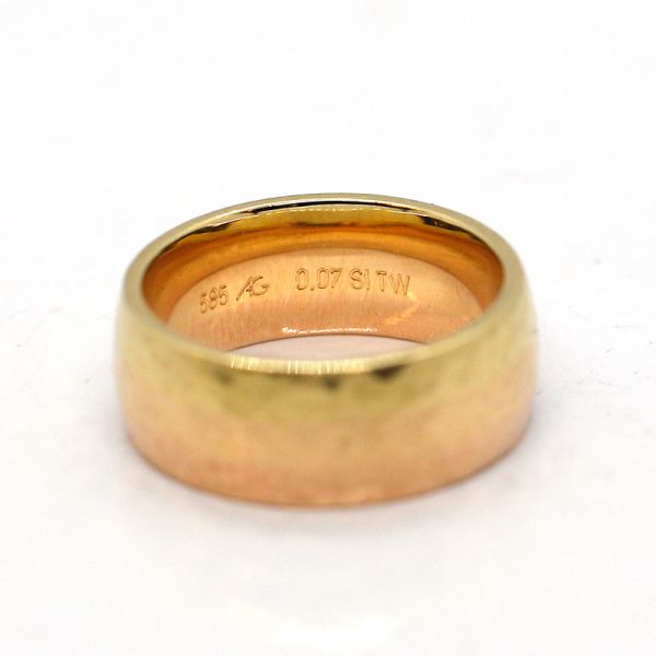 Solitär Ring 585er Rosé-Gelbgold verlaufend gehämmert GR 54 0,07 Ct (20318)