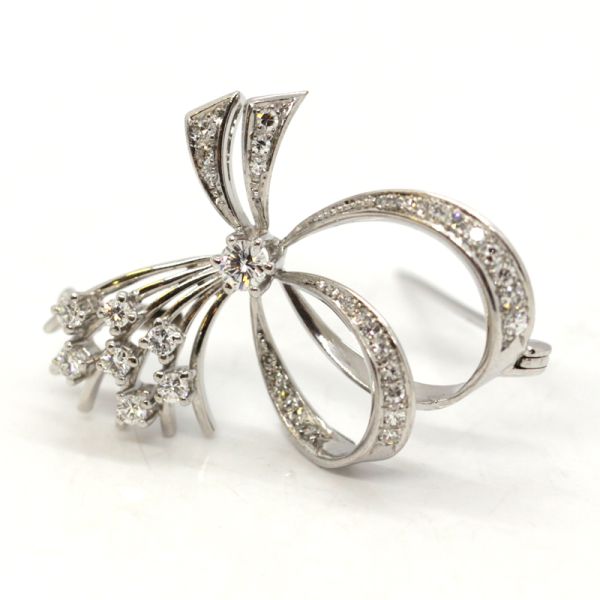 Brillantbrosche 750er Weißgold ca. 1,04 Ct Diamanten im Brillantschliff (13392)