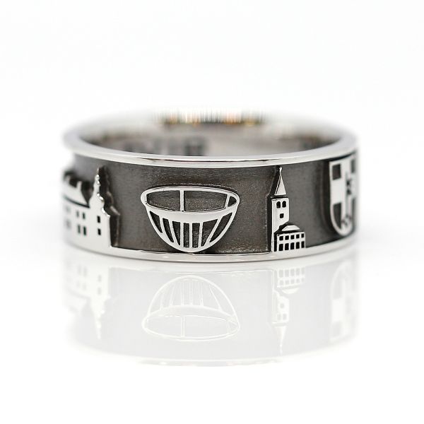 DUR Ring "Stadt Dorsten Ring sandlos" 925er Silber rhodiniert GR 54 R6092 NEU