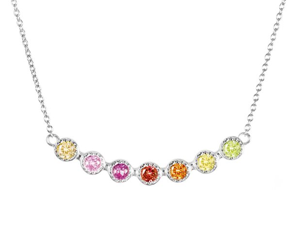 Collier Multicolor gelb-pink facettiert 925er Silber rhodiniert ES90027973 NEU