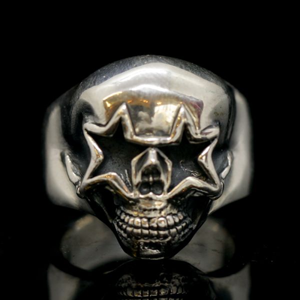 Ring Siegelring "STARSKULL" 925er Silber Gr 56 NEU