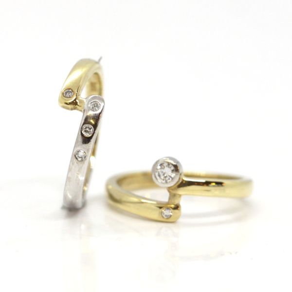 Brillantring Kombinationsring 2-teilig 585er Gelbgold 0,18 Ct Diamanten im Brillantschliff GR 54 (1