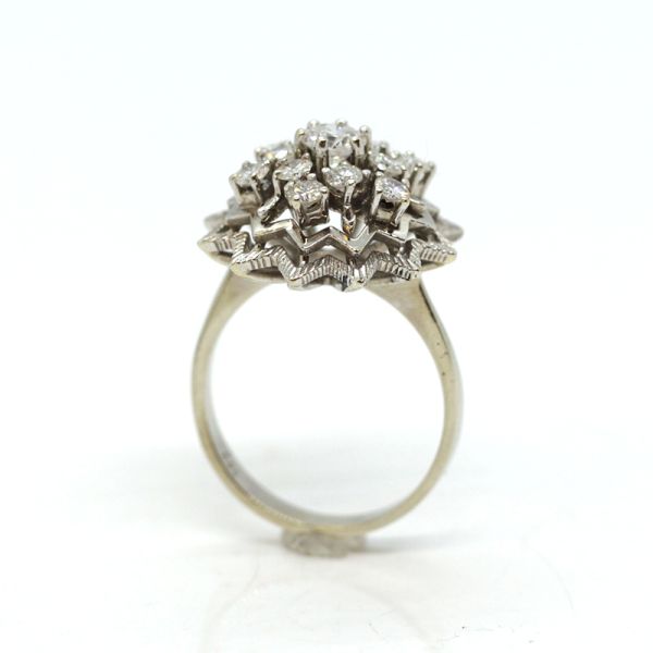 Cocktail Ring 585er Weißgold mit 13 Diamanten im Brillantschliff