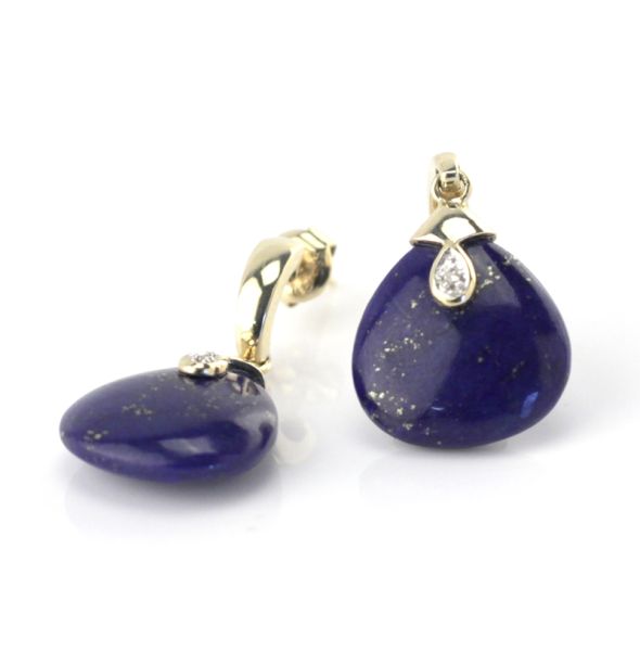 Ohrhänger Stecker Lapislazuli Brillant 585er Gelbgold (4855)