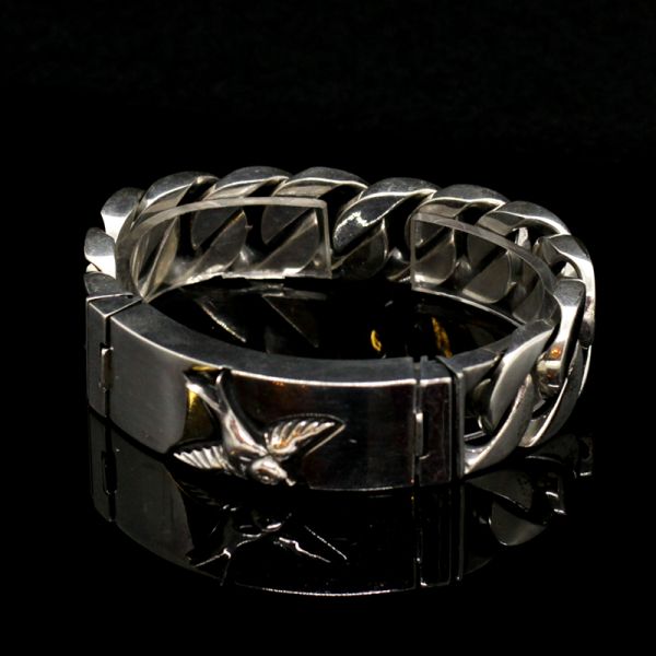 Armband Panzerarmband massiv "SWALLOW" 925er Silber Buckle 18 x 190 mm NEU