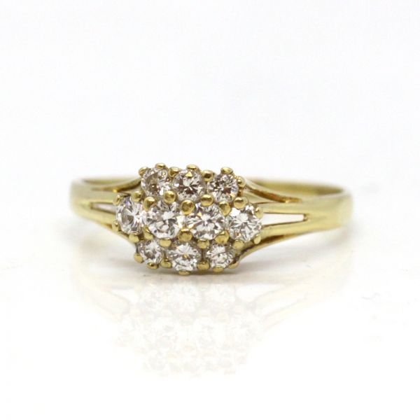 Diamant Ring 585er Gelbgold 10 Diamanten im Brillantschliff 0,5 Ct GR 60 (6798)