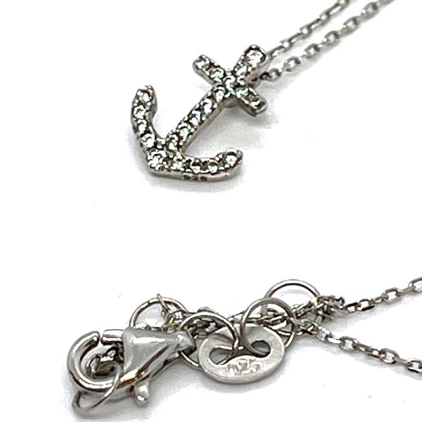 Halskette "Anchor" 925er Silber mit Anker Anhänger und funkelden kleinen Zirkonia 40,5-44 cm (PF3873