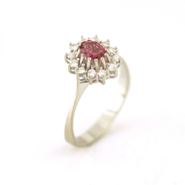 Pinker Saphir Diamant Ring 585er Weißgold Gr. 57