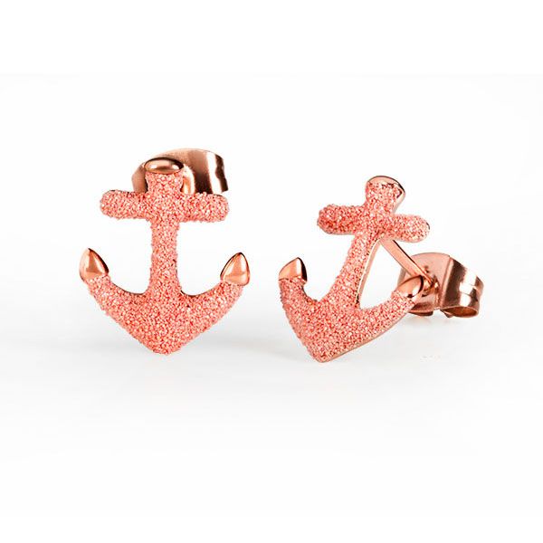 Ohrstecker "Anker" Edelstahl Rosé vergoldet Mineralstaub ES90027071 NEU